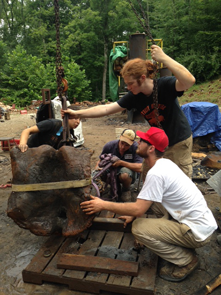 Winching the sculpture